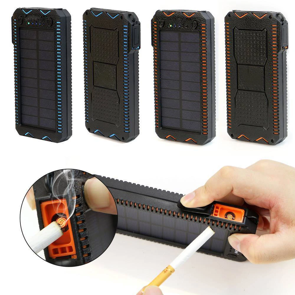 

15000mAh Solar Power Bank Portable External Battery Bank Solar Powerbank Charger with Electric Cigarette Lighter for Smart Phone
