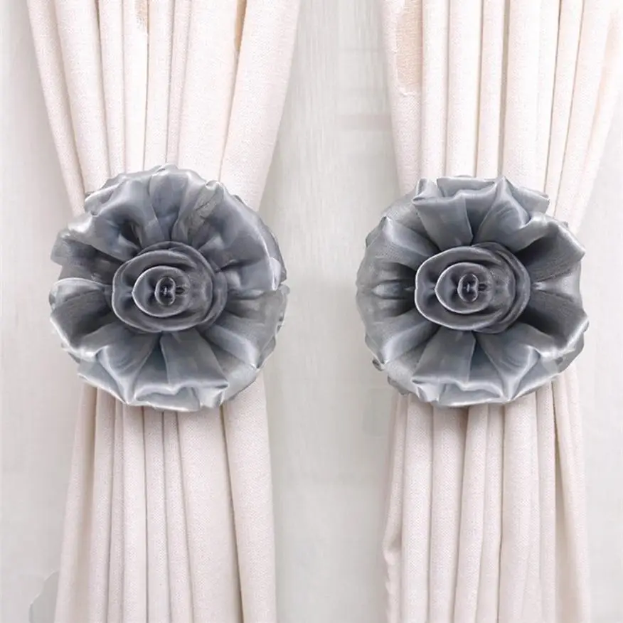 

TENSKE Clip-On Flower Tie Backs / Holdbacks For Voile & Net Curtain Panels July27 Drop Ship