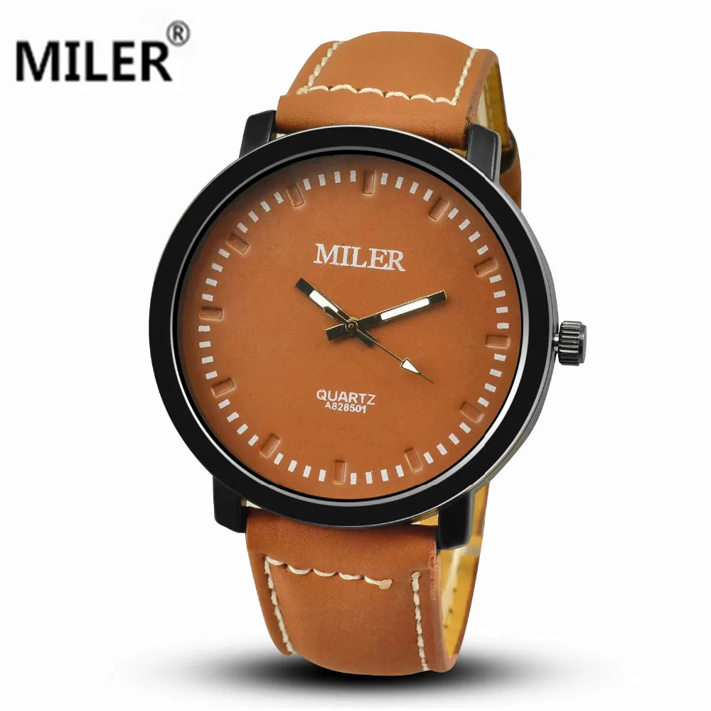 Новые мужские часы Miler из искусственной кожи спортивные военные кварцевые модные