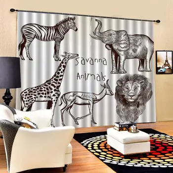 

Drapes Cortinas animal park Curtain office Bedroom 3D Window Curtain Luxury living room decorate Cortina children room curtain