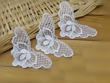 

Clearance Wholesale LOT Cute White butterfly sewing on lace patch applique 1.5cm diy dress doll 9.8x6cm