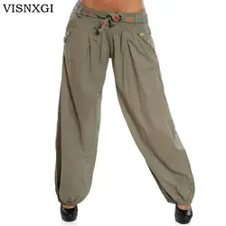 VISNXGI женский Высокая Талия шаровары Для женщин модные свободные одноцветное Цвет длинные штаны хип-хоп брюки уличная брюки плюс Размеры 5XL