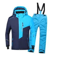 Зимний спортивный костюм для мальчиков, лыжная одежда, ветрозащитная Водонепроницаемая теплая куртка для сноуборда, лыжного спорта, комплект со штанами, зимний костюм