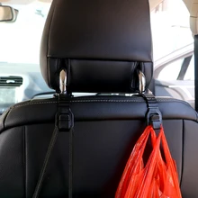 1 Pair Car Back Seat Hooks Holder For Bag Purse Cloth Grocer Flexible Auto Hangers Fixed On Headrest Car Styling Accessories