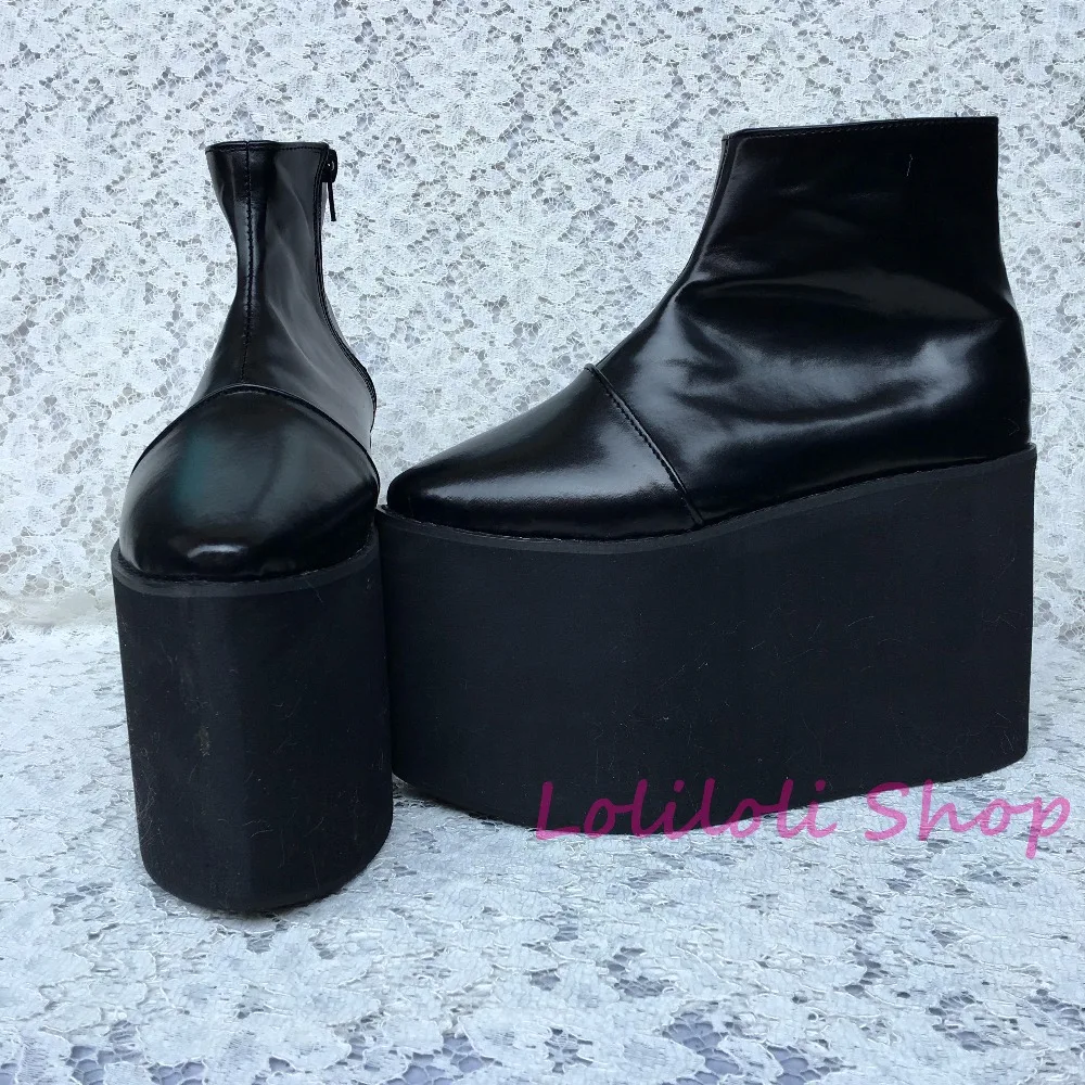Glissière UnTai Personnalisé Chaussures Fond Plate multi Latérale Spécial Noir Grandes Punk Épais forme Noir 1382jn Na PXZuOki