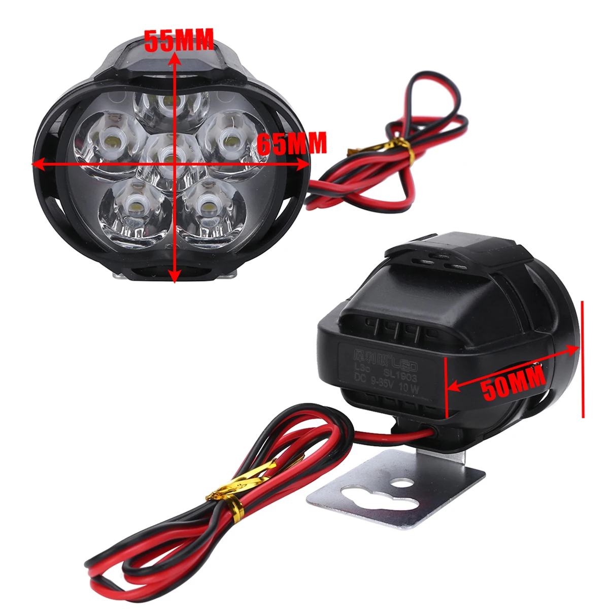 Mayitr 2pcs 9-85V 1.5A 10W 5 SMD LED High Brightness Motorcycle Headlight Fog Spot Work Lamp For Scooter ATV