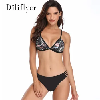 

High Waist Bikini 2019 Woman Sexy Swimsuit Solid Tankini Push Up Bikinis Triangle Bather Suit Swimwear For Girls Bandeaukini