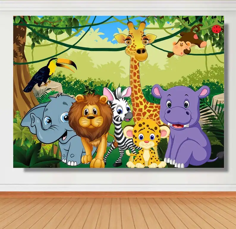 Mehofoto Jungle Safari Forest Photography Backdrop Cartoon Cute