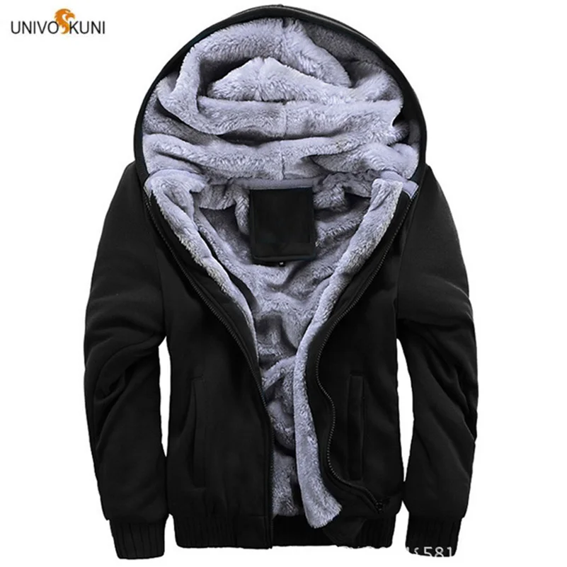 

UNIVOS KUNI 2019 Men Hooded Jacket Casual Teenger Warm Plus Velvet Fashion Brand Paded Street Male Boys Big Size 4XL J552