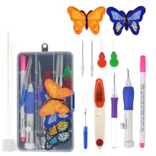 קסם רקמת תפרים אגרוף מחט עם 2 Pcs רקום דפוסי אגרוף מחט ערכת סריגה תפירת קרפט כלים עבור נשים(China)