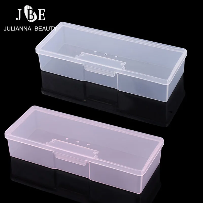 

1PCS Plastic Transparent/Pink Nail Manicure Tools Storage Box Nail Dotting Drawing Pens Buffer File Organizer Case Container Box