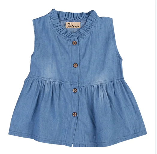 

2017 Lovable Solid Denim Newborn Kids Baby Girls Summer Princess Party Pageant Dresses