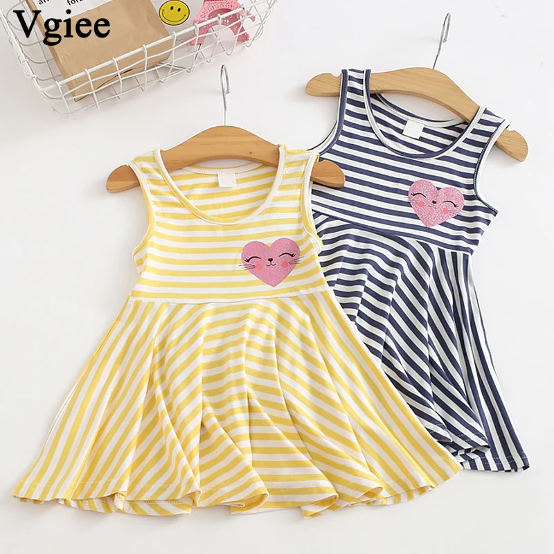 

Vgiee Dress for Baby Girl Dresses 2019 Spring Summer Party Princess Dress Sleeveless Print for Love Little Girls Clothing CC296