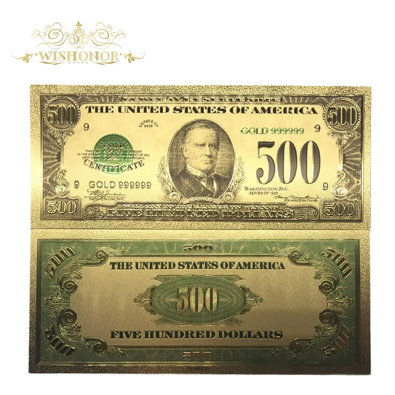 100 шт/партия 1918 год США банкноты USD 10000 доллар купюр золото Banknotes в 24 k Золото Реплика бумажные деньги для подарка и коллекции - Цвет: USD 500