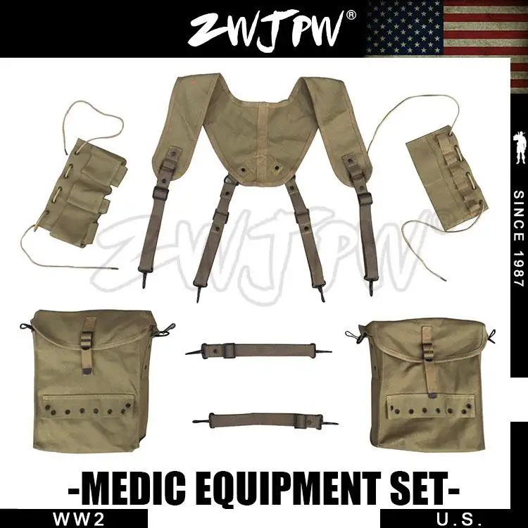

WWII US Hacksaw Ridge Army Medic Soldier Equipment Set-Bag-Belt-Strap US/40101