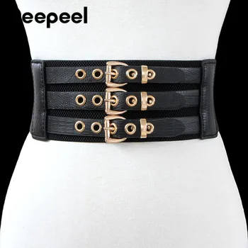 

Deepeel 1pc European Style Elastic Cummerbunds Retro Fashion Wide Belt Wild Dress Elastic Cummerbunds Leather Craft Decoration