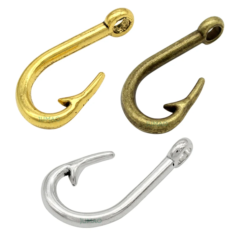 5pcs/lot Antique Silver / Bronze / Gold Fish Hook Charms Pendants