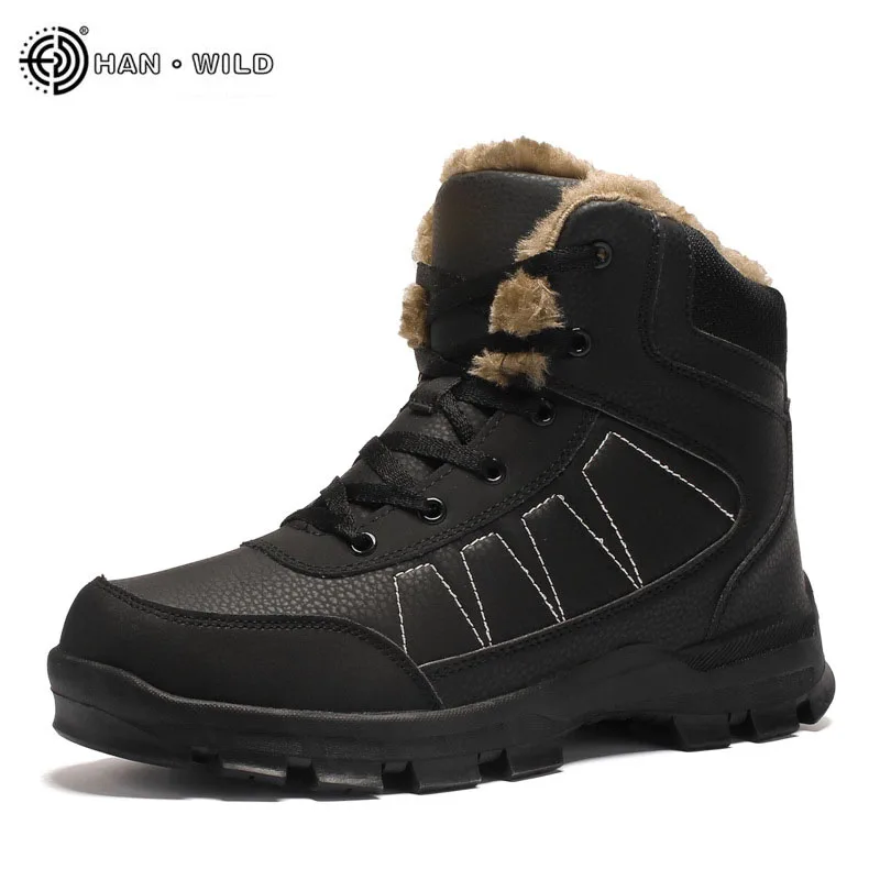 Winter Men Snow Boots Fashion Waterproof Warm Fur Lace Up Mens Ankle