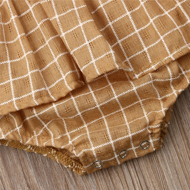 Summer Baby Bodysuits Baby Girl Plaid Sleeveless Dress Pure Cotton Crawling Jacket Baby Boy Clothes Jumpsuit