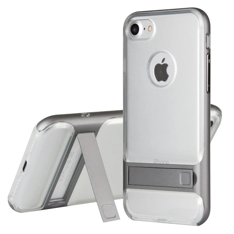 GKK Case for iPhone XR Transparent Soft TPU Silicon Back + Hard PC Stand Holder Colorful Cover Funda |