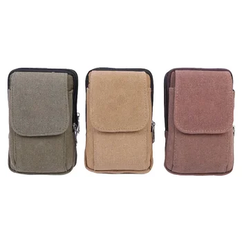 

Men Retro Multifunctional Belt Bag Wallet Cell Phone Mobile Phone Belt Pouch Zipper Wear Resistant Waist Bag Phone Case Pouch