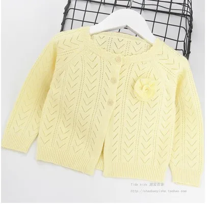 Одежда с длинными рукавами для девочек; Детский свитер; Весенний свитер для малышей; Кардиган для девочек; свитер для девочек с цветочным принтом; куртка; BC696 - Цвет: light yellow