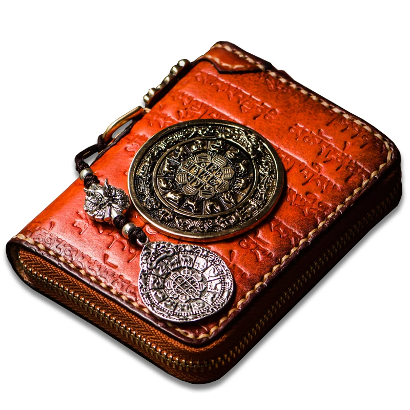 

CANGJI Genuine Leather Handmade Short Paragraph Vintage Men's Wallet