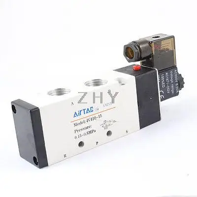 

AC220V 6VA 1/2" Inlet 2 Position 5 Way Solenoid Valve 4V410-15