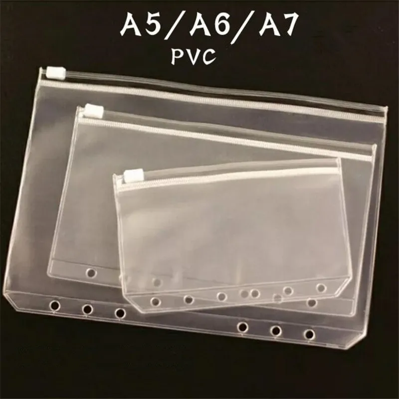 

1PCS/LOT New A5/A6/A7 Waterproof PVC Storage Bag School Office Supply Transparent Loose sheet zipper Self-sealing File Holder