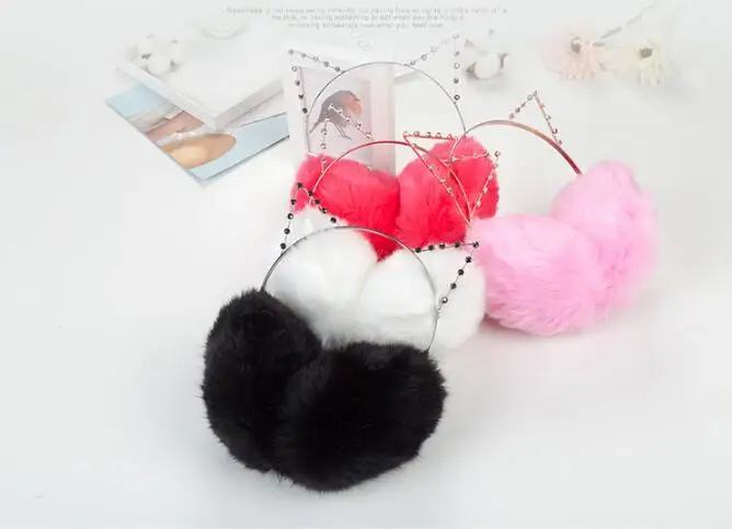 

Winter Warm Faux Fur Ear Muffs Cute Cat Ear Earflap Rabbit Fur Earmuff For Girls Ear Flap Ladies Plush Ear Muffs Women