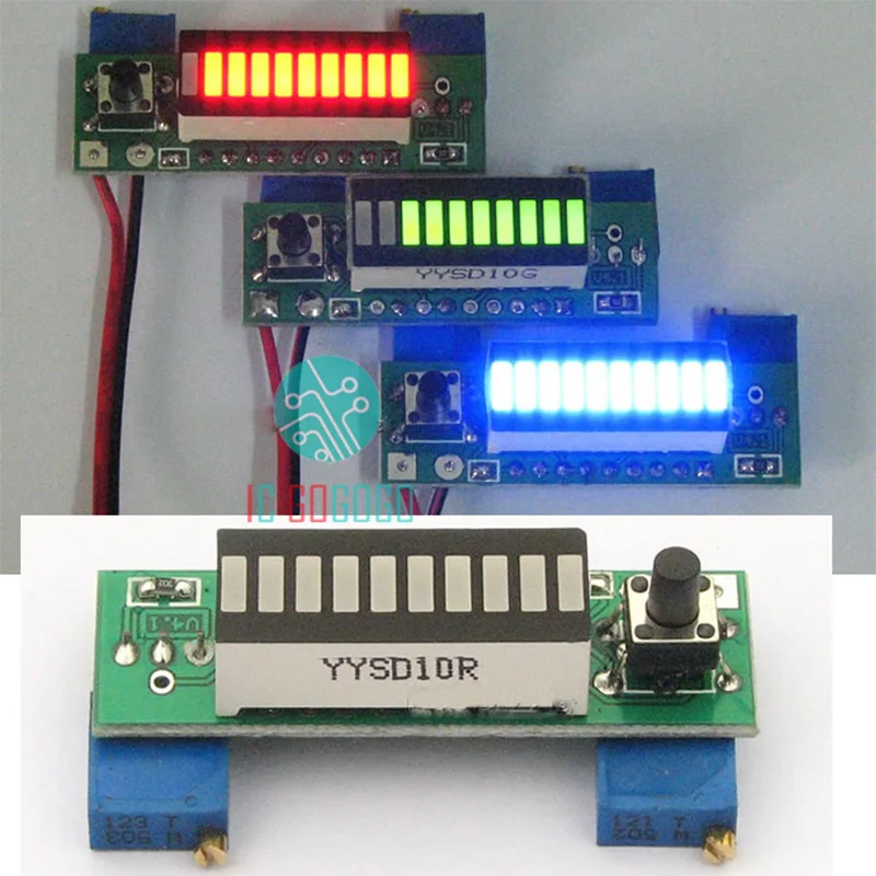 

Electronic Diy Kits LM3914 3.7V Lithium 12V Battery Capacity Indicator Module Red 10 Segment LED Display Power Level Tester