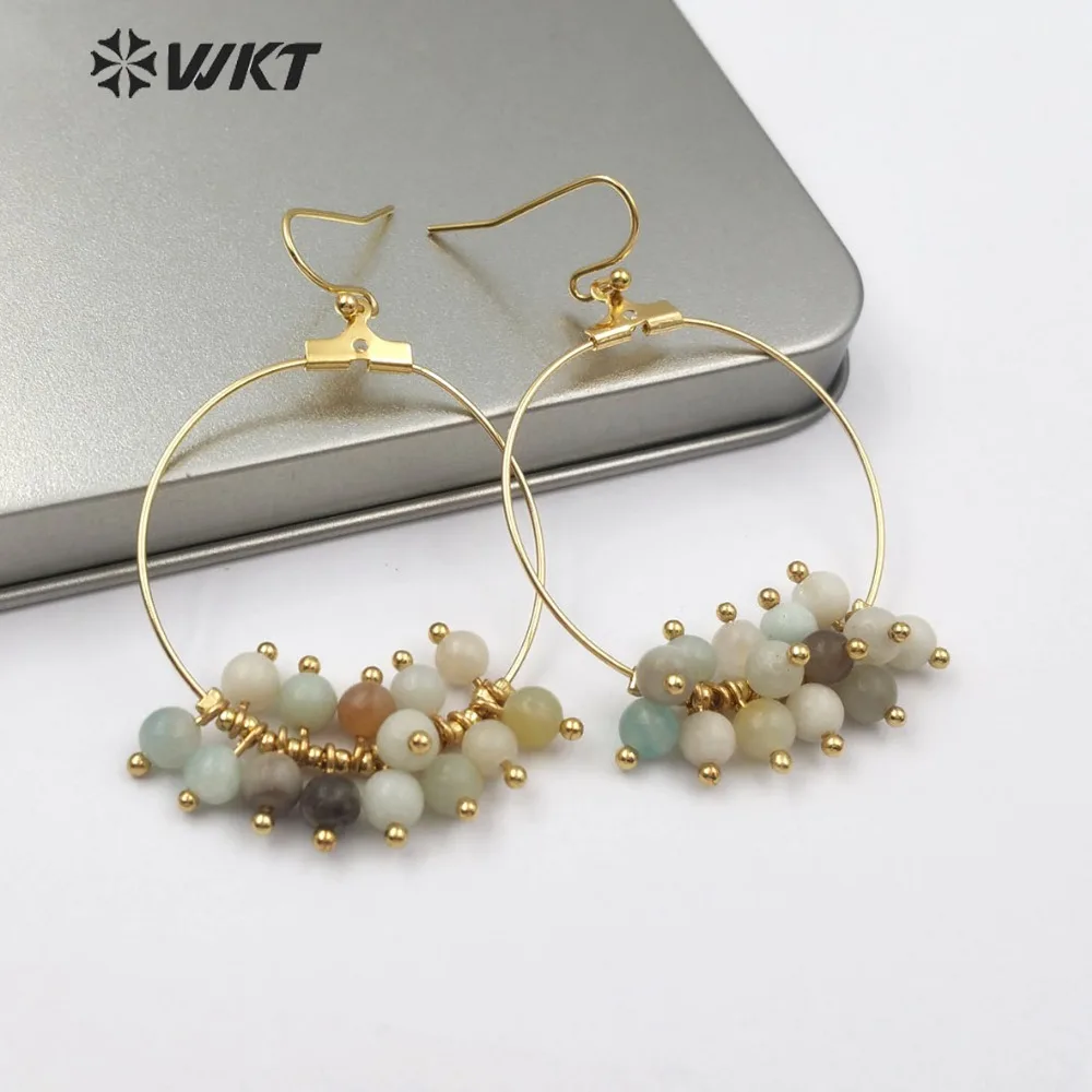 

WKT WT-E512 New! Handmade Round Drop Earring With Multiple Smooth Beads Sweet Romantic Style Small Fresh Earrings Jewelry