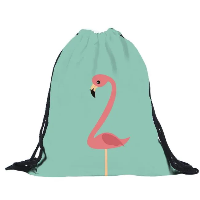 

Fashion Drawstring Bag 3D Printing Flamingo Fabric Storage Package Drawstring Bags trekkoord rugzak hot sale