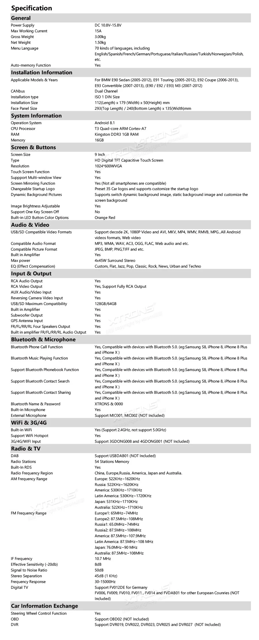 Best XTRONS 9" Android 8.1 16GB ROM car Multimedia System GPS Navigation for BMW E90 /E91/ E93 2005-2012 RCA TPMS DVR NO DVD 25 Best XTRONS 9" Android 8.1 16GB ROM car Multimedia System GPS Navigation for BMW E90 /E91/ E93 2005-2012 RCA TPMS DVR NO DVD 25