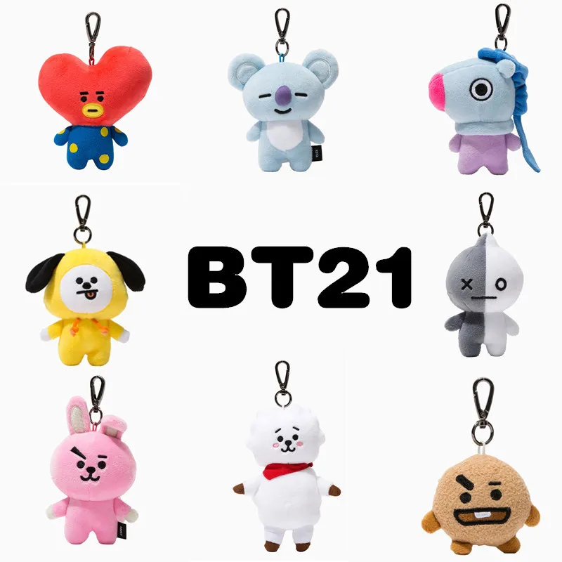 

New Kpop BTS Bangtan Boys Fans Club bt21 Same Phone Ring Cartoon Case Bracket Key Ring Badge Brooch Limited