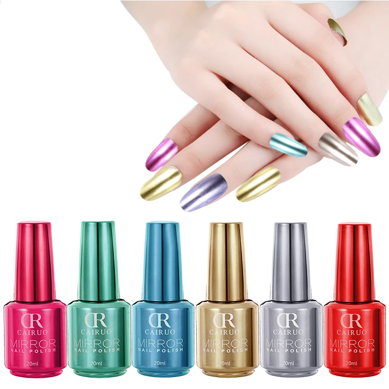 

LULAA 12 Colors 20 ML Durable Stripping Nail Polish Glue Art Gel Lacquer Newest Colors Nail Polish Gorgeous Mirror Metal Bright