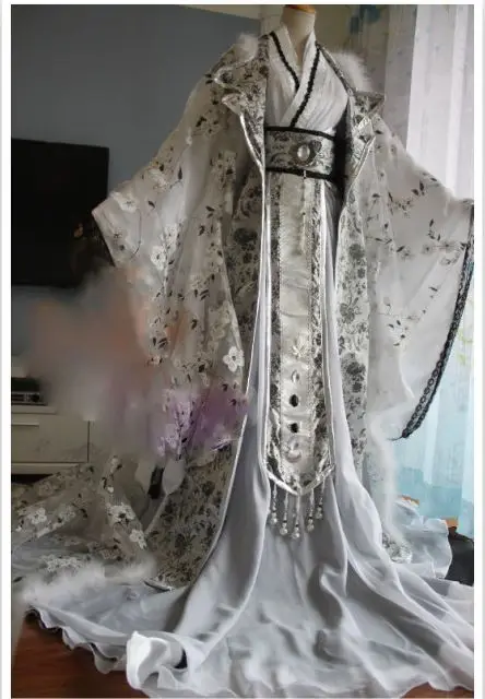 2 вида конструкций Mu Yan шифоновый мужской костюм с длинным хвостом Hanfu