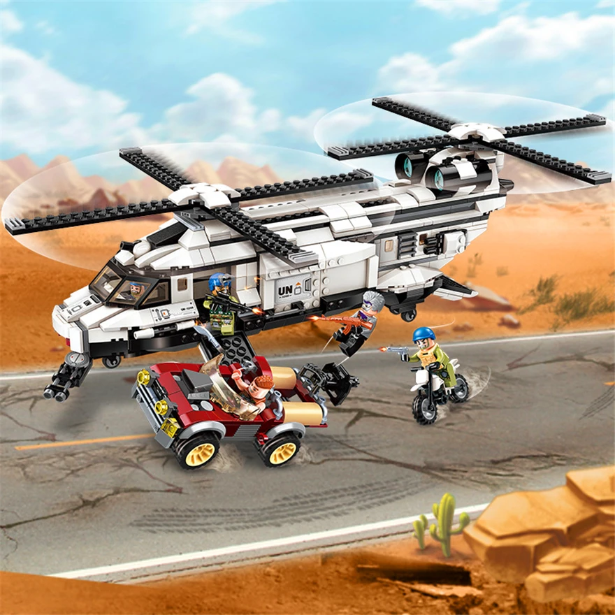 

Genuine ENLIGHTEN 3208 650Pcs Military World War Double Paddle Helicopter Building Block Toys For Children