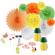 Summer Hawaiian Party Decoration 12pcs/set Hanging Paper Lanterns Fans Pineapples Paper Garland For Theme Party Tropical Party Summer Hawaiian Party Decoration 12pcs/set Hanging Paper Lanterns Fans Pineapples Paper Garland For Theme Party Tropical Party