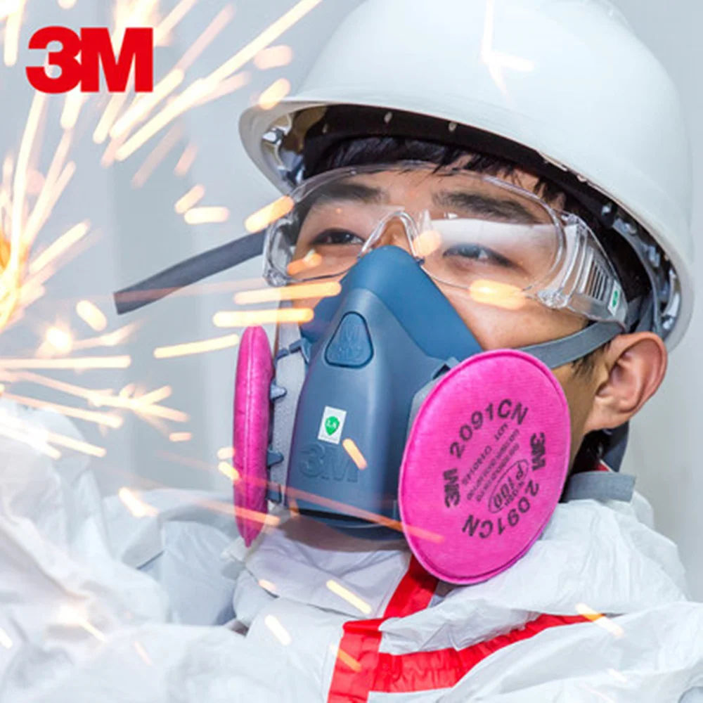 

3M 7502+2091 Dust Mask Respirator Set Half Facepiece Reusable Anti-dust Mask Respiratory Protection 99.97% Filter Efficiency