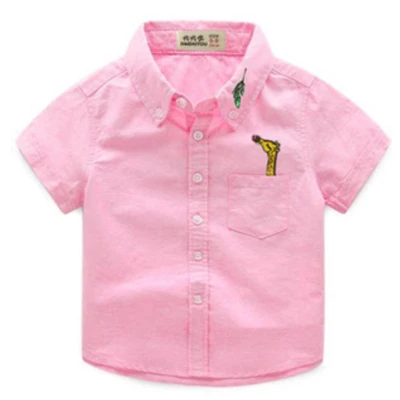 FCLHDWKK/детская хлопковая рубашка для маленьких мальчиков желтые, синие повседневные блузы и рубашки для мальчиков Одежда для маленьких девочек г. стиль, топ, рубашка для малышей - Цвет: giraffe pink