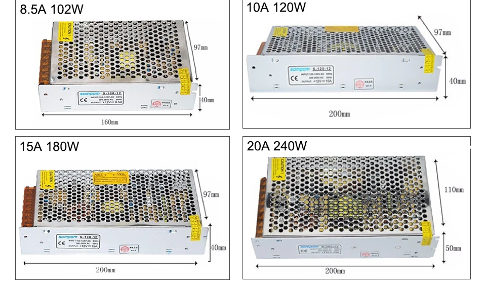 DC 12V 24V 1A 2A 3A 5A 6.5A 8.5A 10A 15A 20A 30A 504W 360W Питание источник трансформатор AC85-265V DC/DC 12V 24V Мощность адаптер