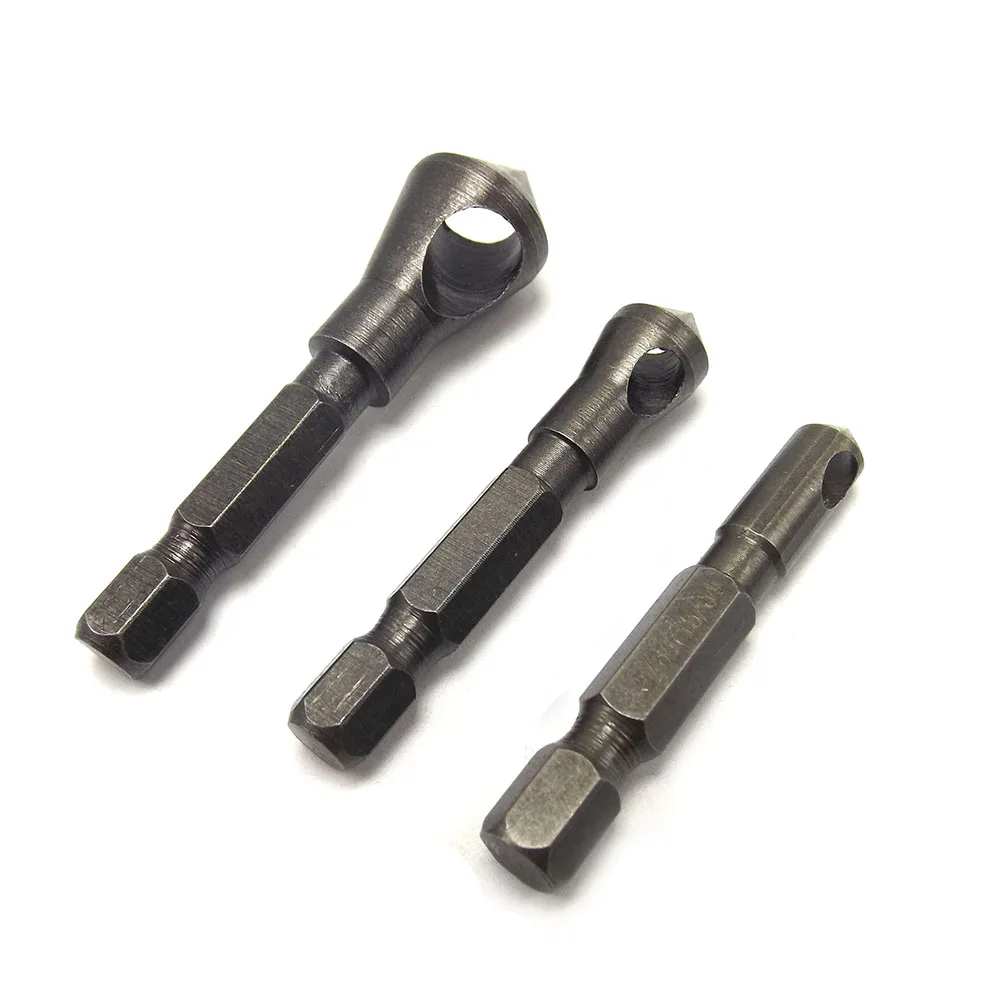 

3pcs Woodworking Countersink Deburring Drill Bit Bearing Steel Hole Saw Countersink Bits Hex Shank Chamfer Wood Metal Drilling