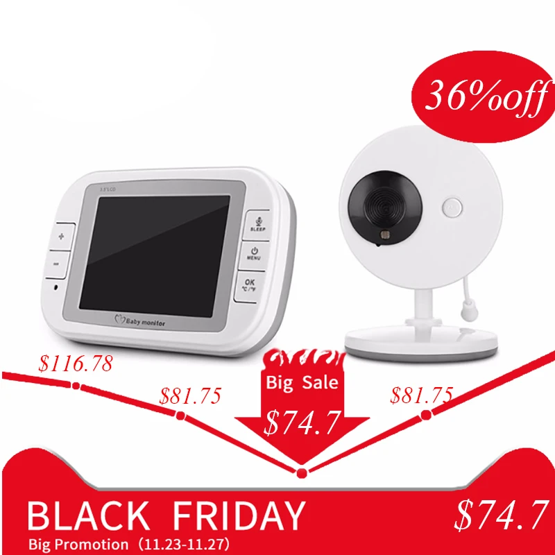 

3.5 inch Wireless Video Baby Monitor HD Babys Nanny Security Camera Night Vision Temperature Monitors Guardianer For Kids Child