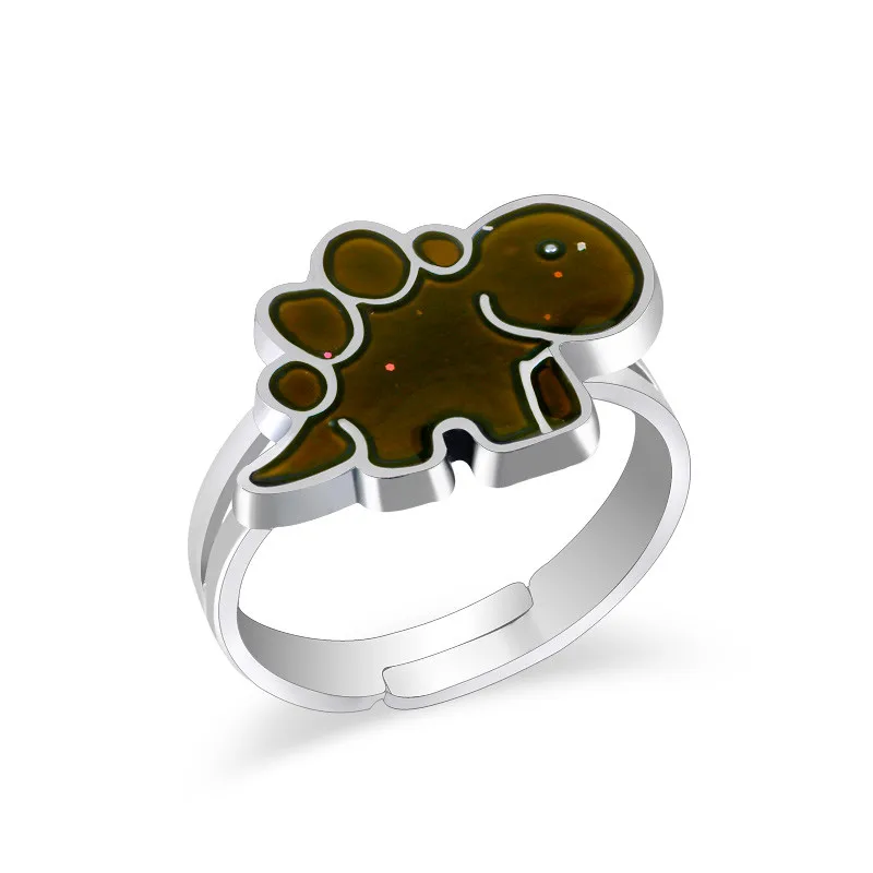 

Trendy Change Body Color Small Dinosaur Color Changing ring Temperature Emotion Feeling dragon mood ring adjustable Finger ring