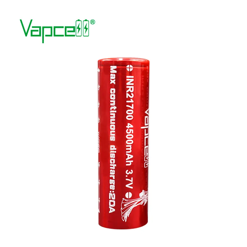 1 шт. Vapcell INR 21700 аккумулятор 4500 мАч 20A литий-ионный аккумулятор большой емкости перезаряжаемый аккумулятор для E-CIG дыма