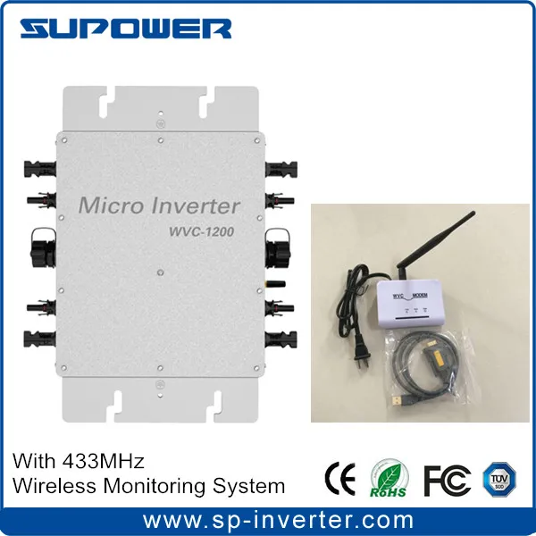 Водонепроницаемый IP65 WVC1200 Солнечная Сетка галстук микро инвертор 1200 Вт микроинвертор инверсор+ беспроводная система мониторинга с модем WVC