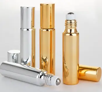 

100pcs/Lot 5ML/10ML Refillable Mini Cute UV Glass Perfume Bottle With Roll On Empty Essential Oil Vial For Traveler