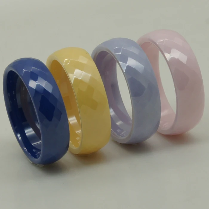 6mm width women /girl amazing rare colorful blue multi facet scratch proof ceramic ring 1pc