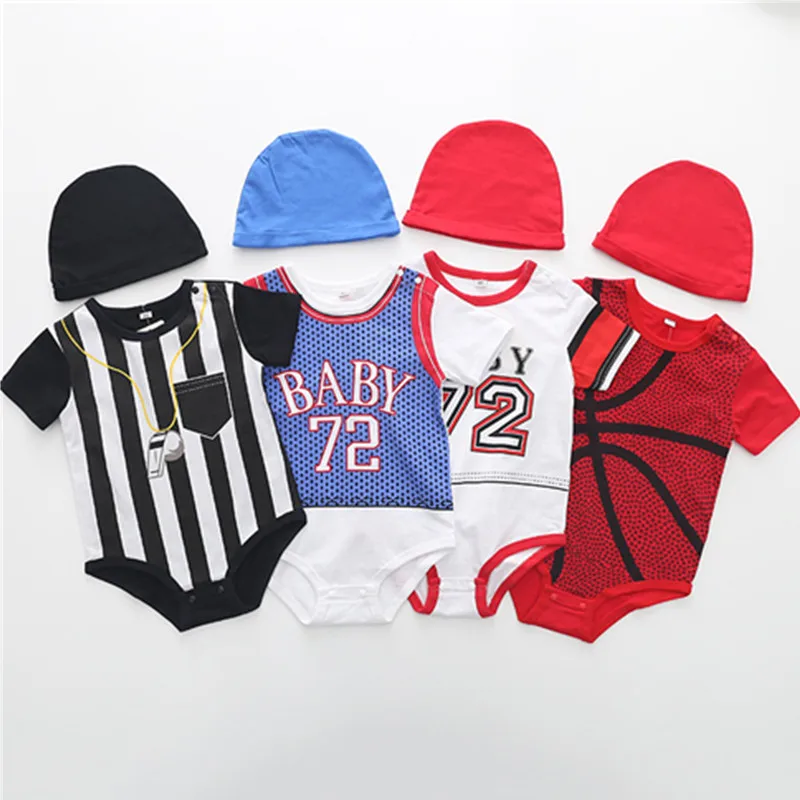 Newborn Baby Summer Rompers Sports Football Baby boy Girls Short Sleeve